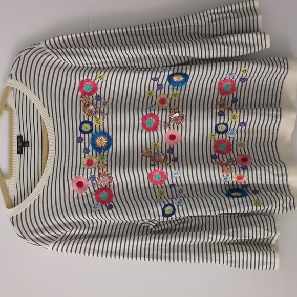 Talbots petite striped embellished lightweight knit pullover - Picture 1 of 11